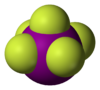 Space-filling model of iodine pentafluoride