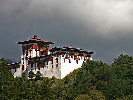 Jakar Dzong, representative of the distinct dzong architecture from which Dzongkha gets its name