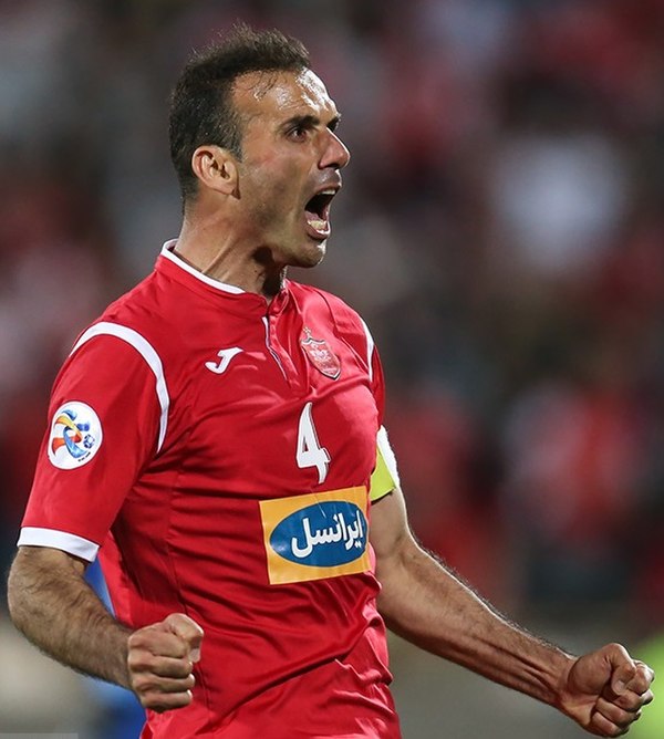 Hosseini celebrates scoring for Persepolis in the 2018 AFC Champions League