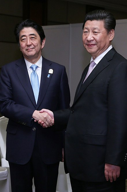 Abe Shinzo and Xi Jinping, April 2015