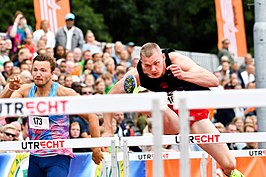 Job Beintema (rechts) in actie tijdens de NK Senioren in 2017.