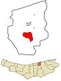 مکان شهر جویبار در شهرستان جویبار با رنگ قرمز مشخص شده‌است