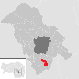 Lage der Gemeinde Kalsdorf bei Graz im Bezirk Graz-Umgebung (anklickbare Karte)