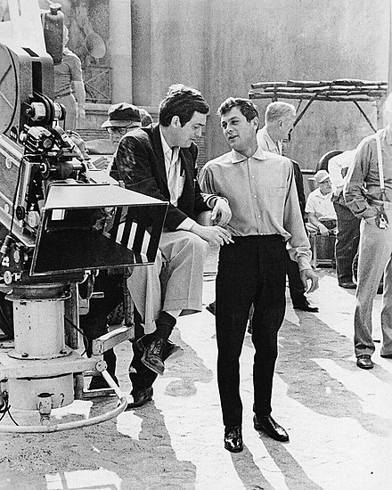 Kubrick and Tony Curtis on the set of Spartacus in 1960