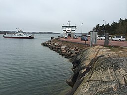 Färjefästet på Långö på öns nordöstra del.