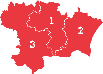 Parti en tête par circonscription (1er tour).