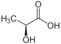 Struktur molekul asid (S)-laktik.