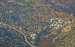 La Cañada Flintridge, the Foothill Freeway, and, on the right, the Jet Propulsion Laboratory, 2014