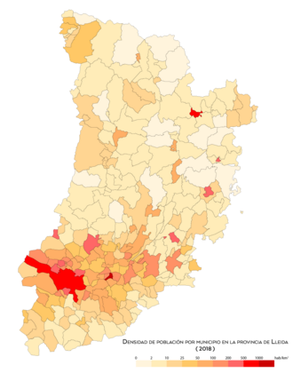 Densidad de población por municipio (2018)