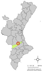 Localização do município de L'Alcúdia de Crespins na Comunidade Valenciana