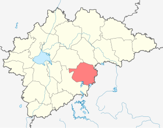 La distrikto de Valdaj sur la mapo de la Novgoroda provinco