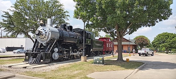 SDCX steam locomotive next to Allen Heritage Center