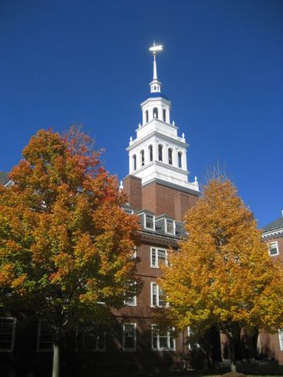 Lowell House bell tower in autumn.