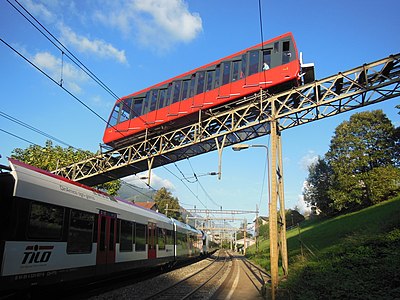 Lugano-Paradiso railway station and Funicular up to Monte San Salvatore (Standseilbahn)