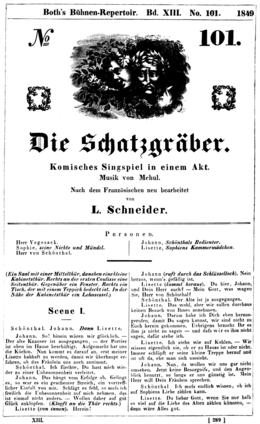 Méhul - Le trésor supposé - Die Schatzgräber - title page of the libretto, 1849.png