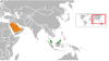 Location map for Malaysia and Saudi Arabia.