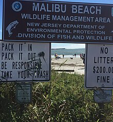 Sign for the Malibu Beach Wildlife Management Area Malibu Beach Wildlife Management Area.jpg