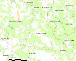 Mapa obce Lagarde-Enval
