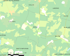Mapa obce Origne