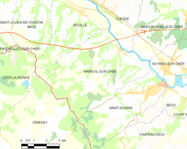 Mapa obce Mareuil-sur-Cher