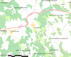 Mapa obce Champoly