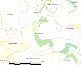Mapa obce Saint-Vidal