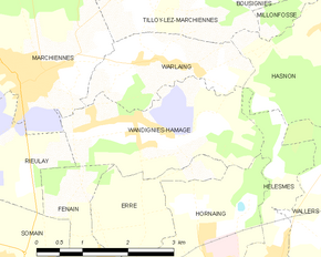 Poziția localității Wandignies-Hamage