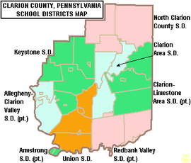 Map of Clarion County public school districts Map of Clarion County Pennsylvania School Districts.png