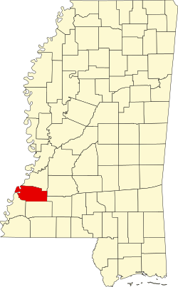 map of Mississippi highlighting Jefferson County