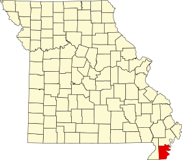 Locatie van Pemiscot County in Missouri