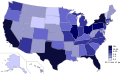 Map of each state's population as of 2013
