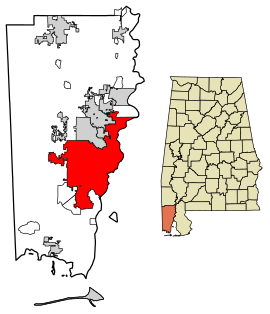 Mobile County Alabama Incorporated and Unincorporated areas Mobile Highlighted 0150000.svg