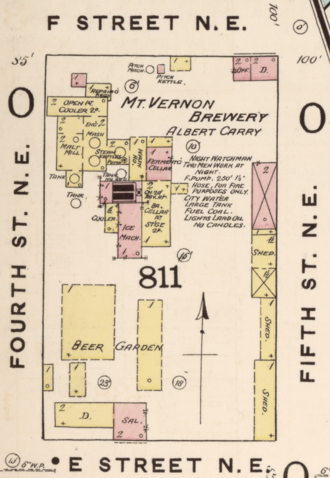 Layout of the Mount Vernon Brewery in 1888 Mount Vernon Brewery Plan - 1888.png