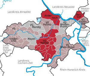 Kommunalförbund och självständiga stadskommuner i Landkreis Mayen-Koblenz.