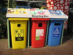 Sorted recycling bins in Orchard Road, Singapore