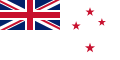 White Ensign Neuseelands, Staatsflagge und -wappen zeigen 4 rote Sterne auf weißem Grund