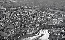 Aerial view by Walter Mittelholzer (1919) Neuhausen am Rheinfall. Luftaufnahme 1919.jpg