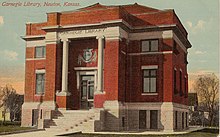 Postcard. Carnegie Library (Newton, Kansas)