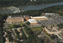NGA's old headquarters in Brookmont, Maryland prior to 2012. It had been the headquarters of NGA and its predecessor agencies since 1945. After the move to its current headquarters, this facility was renovated and became Intelligence Community Campus-Bethesda. Old National Geospatial-Intelligence Agency Headquarters.png