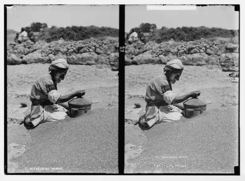 File:Peasant types. Measuring wheat. ('Good measure, pressed down, & shaken together and running over') LOC matpc.05923.tif