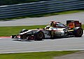 Pedro De La Rosa in the HRT F112 at turn 8 during qualifying for the 2012 Canadian GP