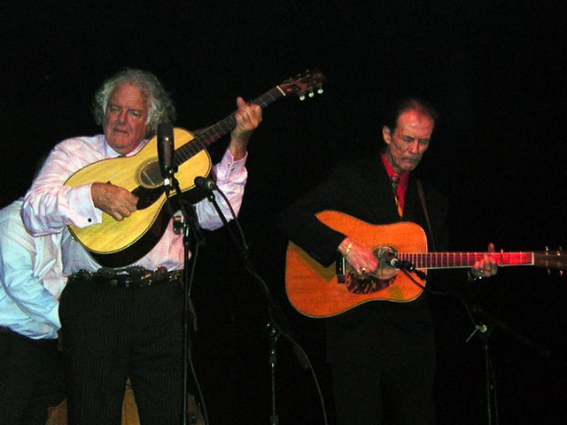 Rowan (left) performing with Tony Rice in 2008