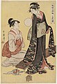 Image 45Picture of the Upper Class, a c. 1794–1795 painting by Utamaro. The woman on the left is lower in class than the woman on the right, who wears more colorful clothes (from History of Tokyo)