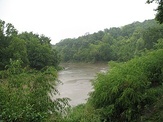 The Platte River at its confluence with the Missouri River at Farley