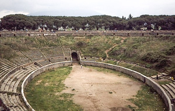 The amphitheatre at Pompeii where most of the footage was filmed