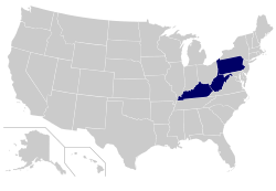 Presidents Athletic Conference map.svg