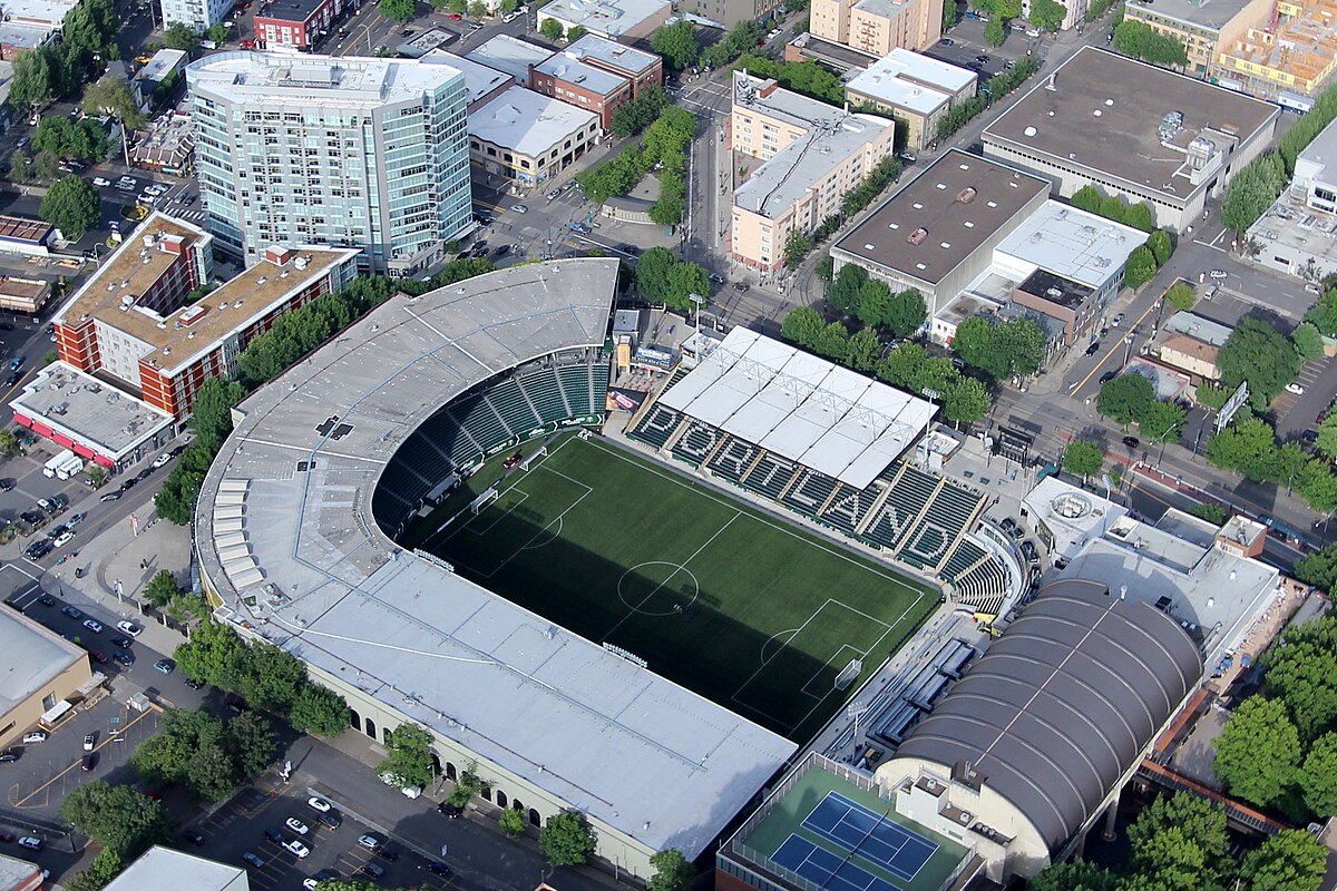 Timbers' reconstructed stadium scores with fans