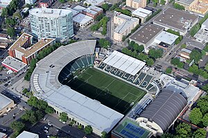 Aerial image of Providence Park from May 2016