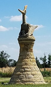 Pteranodon (2000)
Pete Felten, Jr
The head, bill and crest are carved from a piece of two-toned Fencepost limestone. Pteranodon, Pete Felton 20160619.jpg