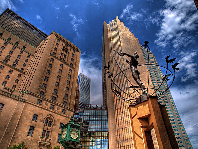 The Monument to Multiculturalism in Toronto, Canada. Four identical sculptures are located in East London, South Africa; in Changchun, China; in Sarajevo, Bosnia and Herzegovina and in Sydney, Australia.